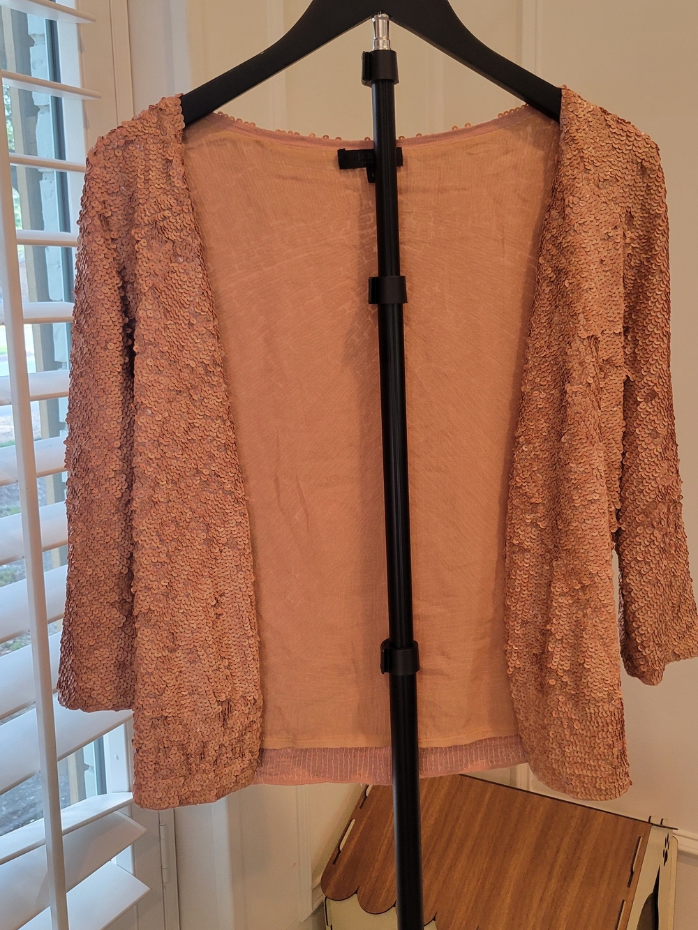 Textured Open-Front Cardigan in Blush Pink